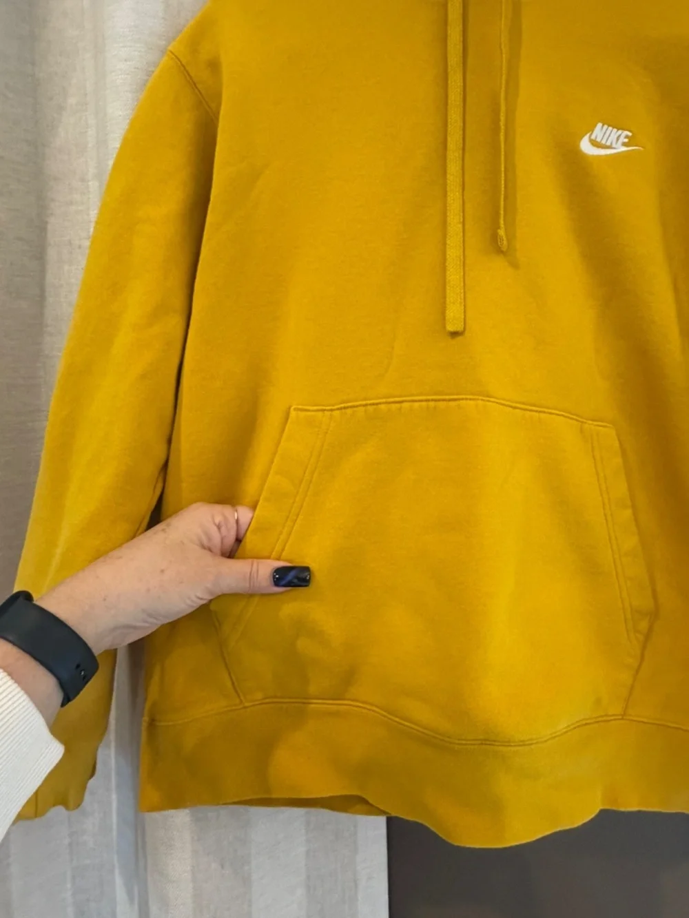 Nike Club Fleece Pullover Hoodie, Mustard  Yellow, Soft & Comfy, Size Large
